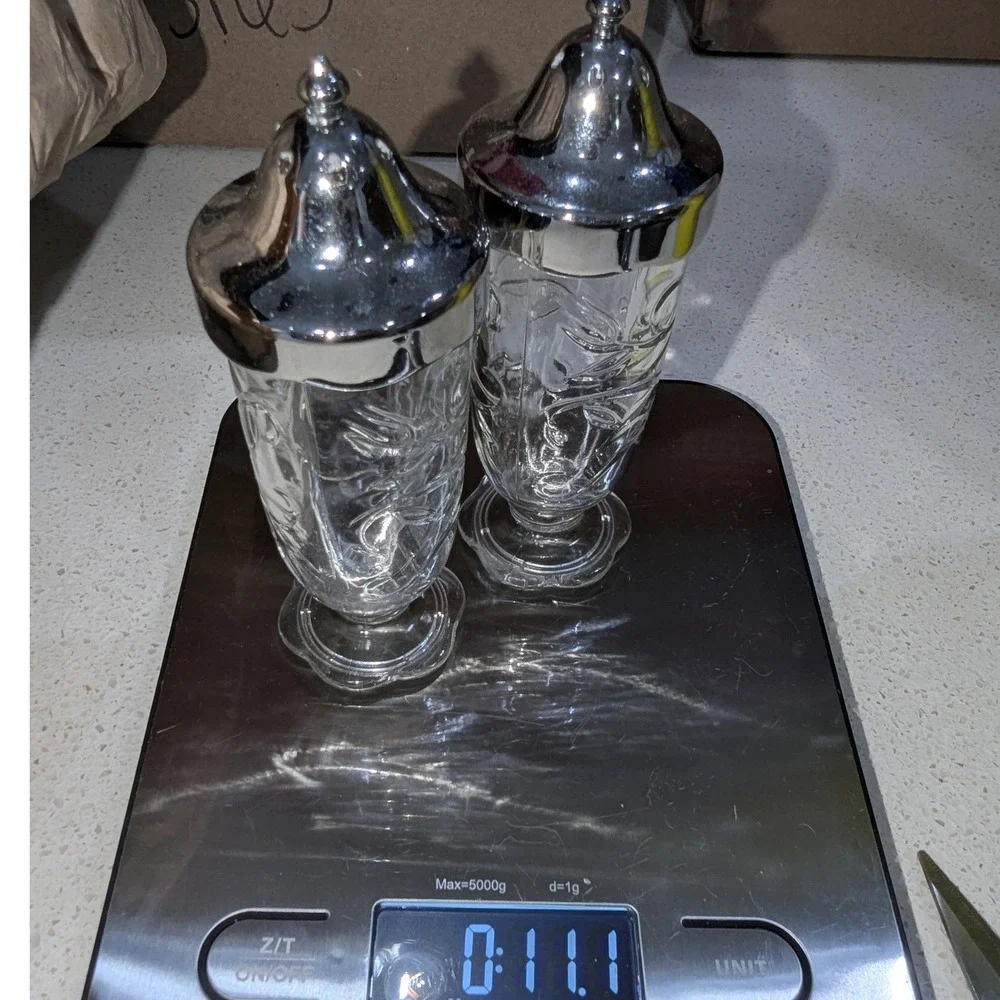 Princess House Salt and Pepper Shakers Crystal Fantasia Etched Glass Set 5244